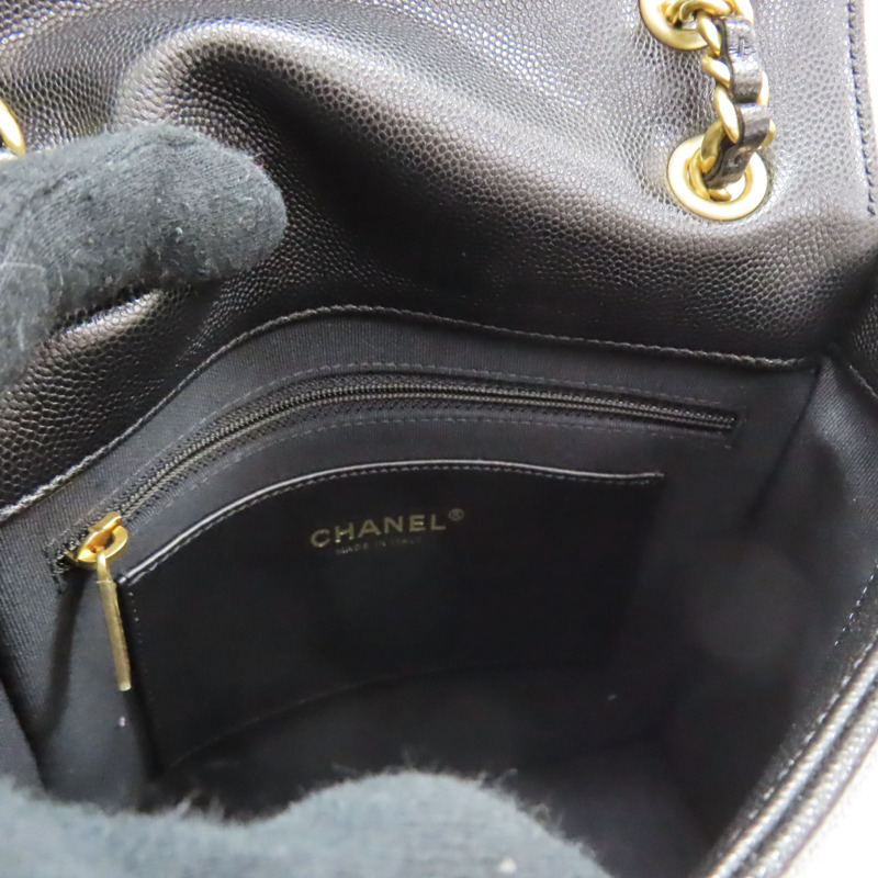 黑色 荔枝紋牛皮 後背包【CHANEL 香奈兒】 AS4490-4
