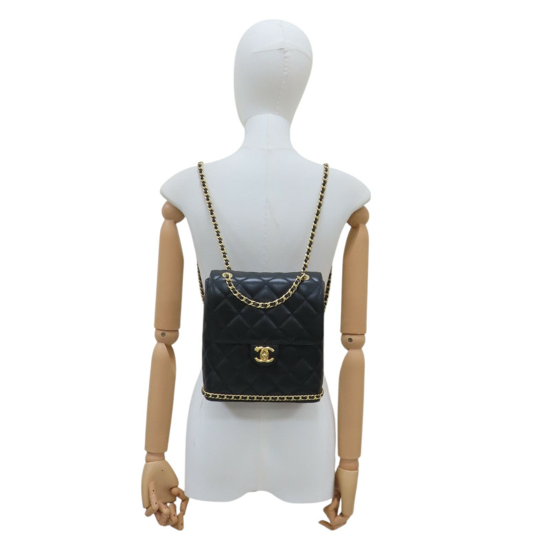 黑色 荔枝紋牛皮 後背包【CHANEL 香奈兒】 AS4490-9