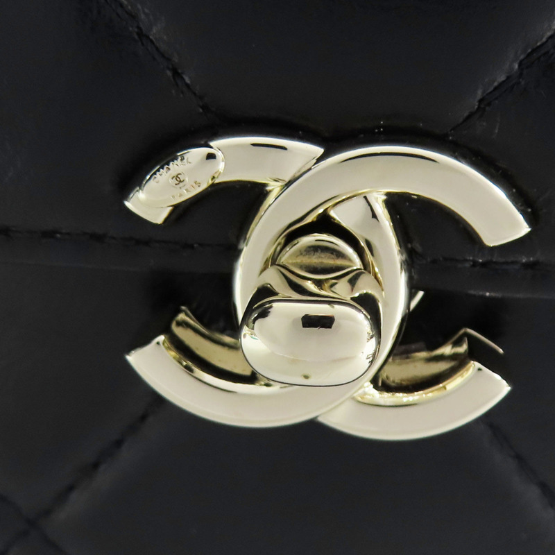 黑色 菱格紋 皮革 Top Handle 兩用包【CHANEL 香奈兒】 AS4470-6
