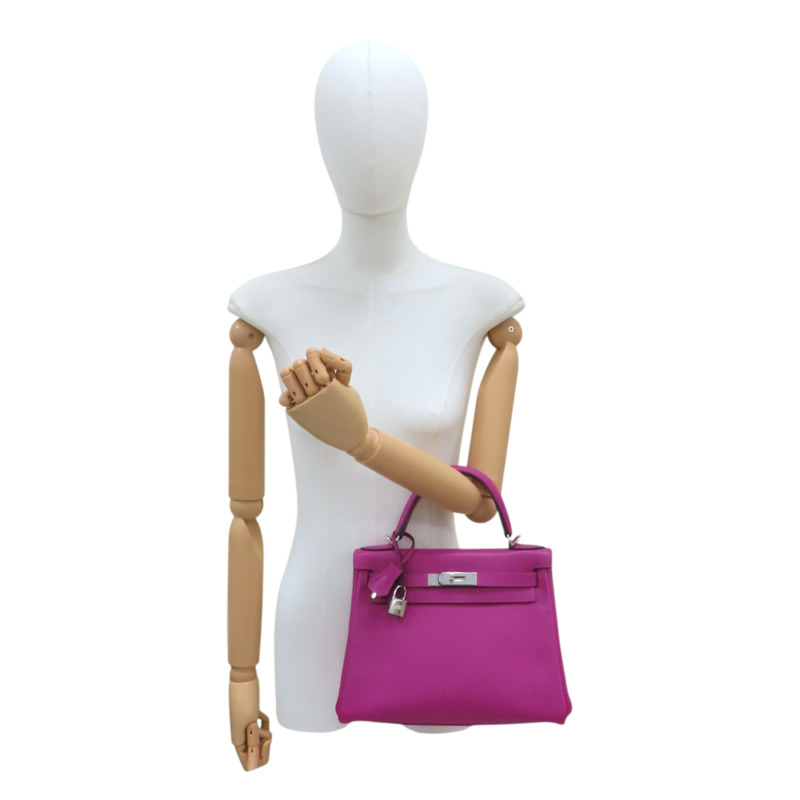 玫瑰紫 Togo牛皮 Kelly 28 凱莉包 兩用包 A刻 銀扣【HERMES 愛馬仕】-9