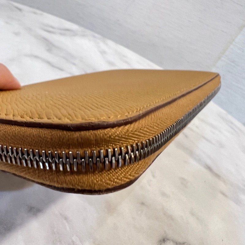 Hermes 餅乾色Epsom銀釦ㄇ拉12卡絲巾長夾-9