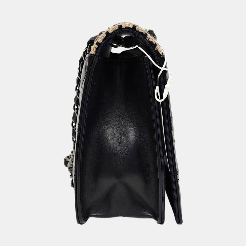 CHANEL藍色牛皮單肩包斜挎包釘色五金21開-3