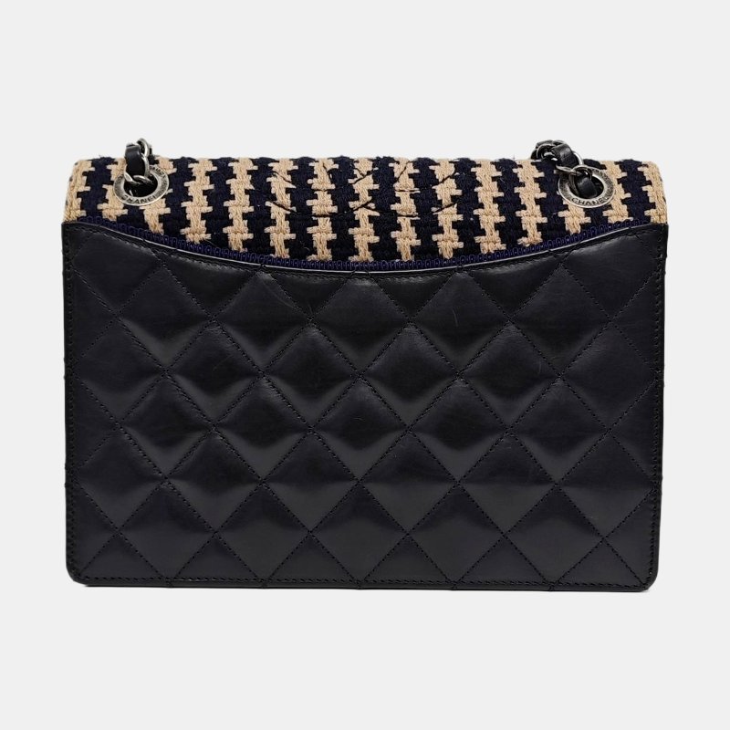 CHANEL藍色牛皮單肩包斜挎包釘色五金21開-4