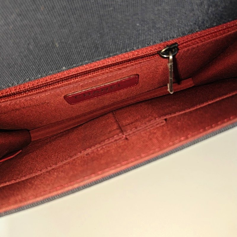 CHANEL藍色牛皮單肩包斜挎包釘色五金21開-6