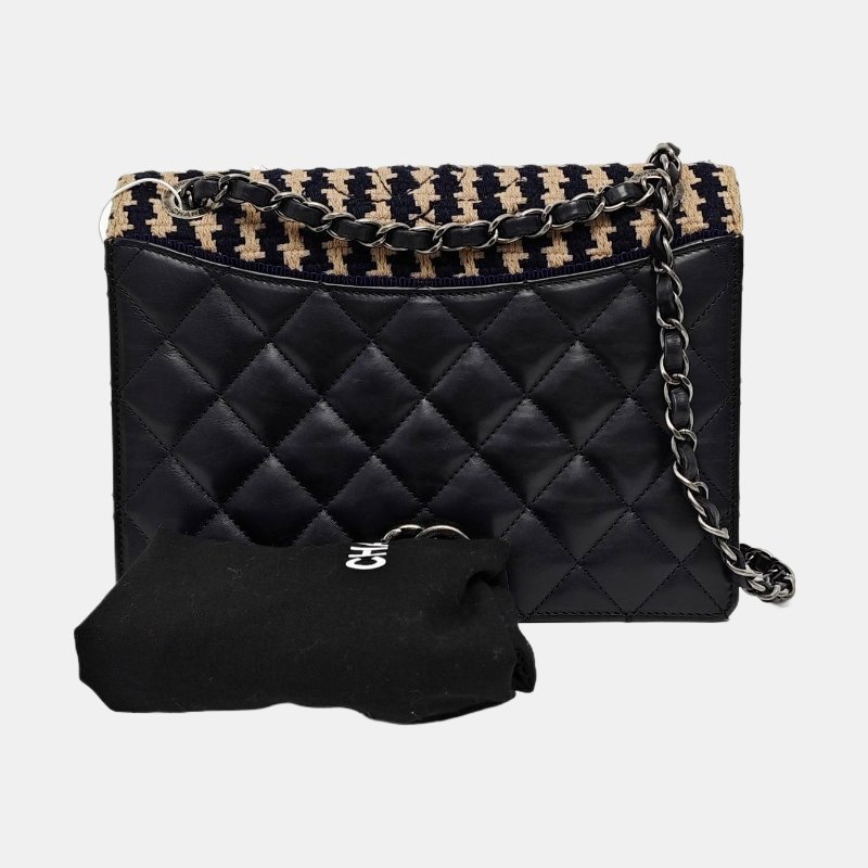 CHANEL藍色牛皮單肩包斜挎包釘色五金21開-7