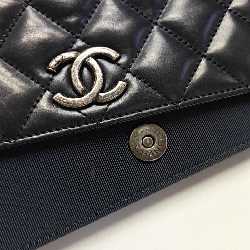 CHANEL藍色牛皮單肩包斜挎包釘色五金21開-8