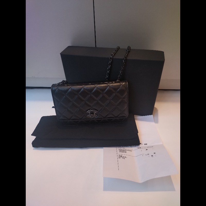 Chanel 黑鍊黑皮 trendy CC 鍊帶小包 WOC-1