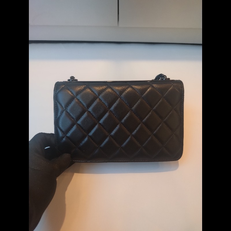Chanel 黑鍊黑皮 trendy CC 鍊帶小包 WOC-3