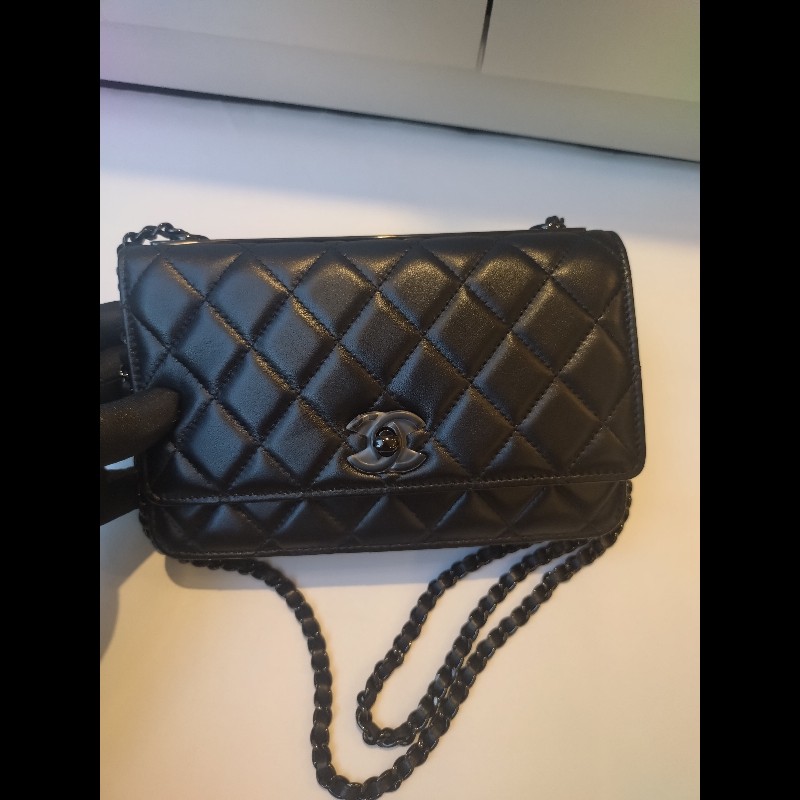 Chanel 黑鍊黑皮 trendy CC 鍊帶小包 WOC-4