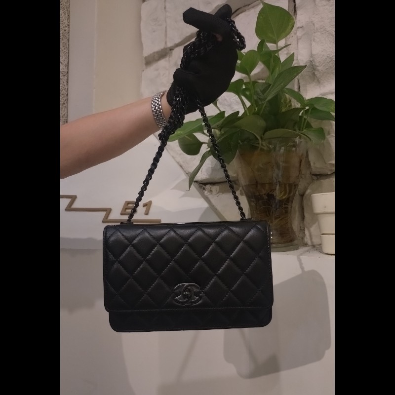 Chanel 黑鍊黑皮 trendy CC 鍊帶小包 WOC-5
