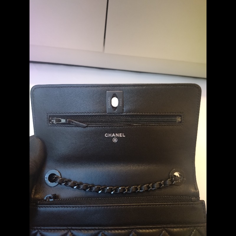 Chanel 黑鍊黑皮 trendy CC 鍊帶小包 WOC-15