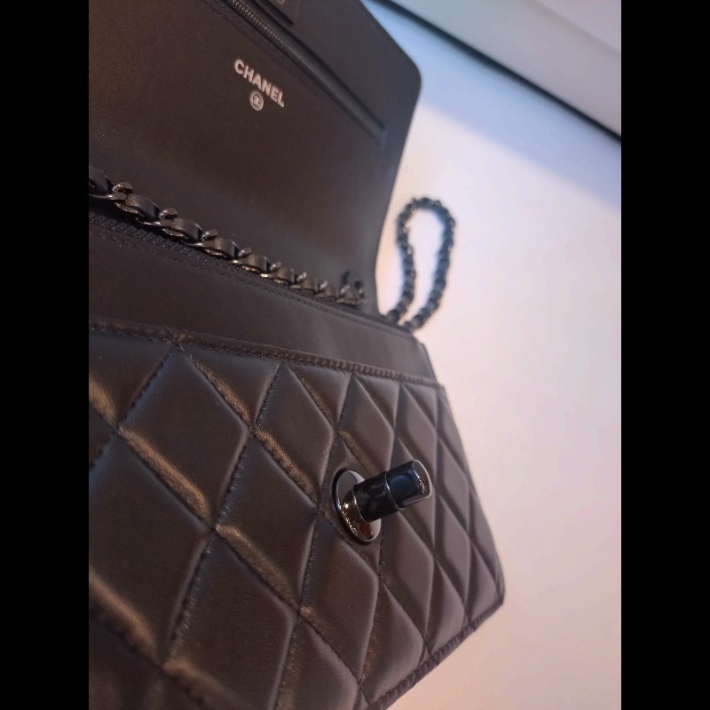 Chanel 黑鍊黑皮 trendy CC 鍊帶小包 WOC-19