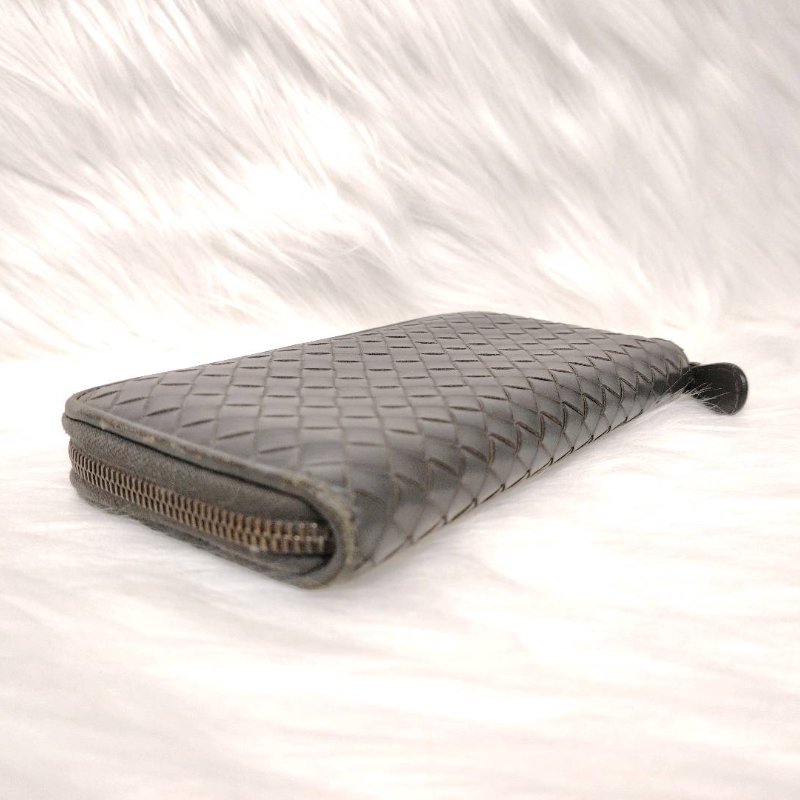 Bottega Veneta 灰色 編織 羊皮 19 長款 拉鏈 錢包-2
