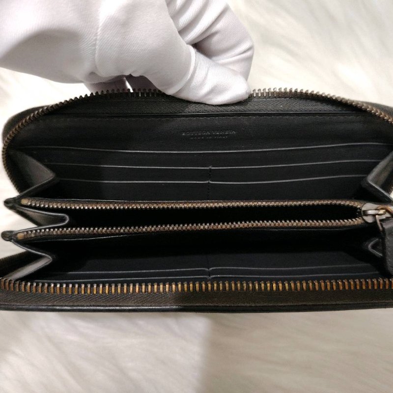 Bottega Veneta 灰色 編織 羊皮 19 長款 拉鏈 錢包-3