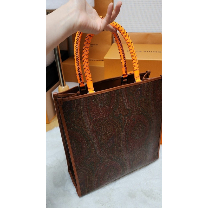 ETRO 大手提包/文件袋/橙色手柄/頂部提手/編織款，男女通用-2