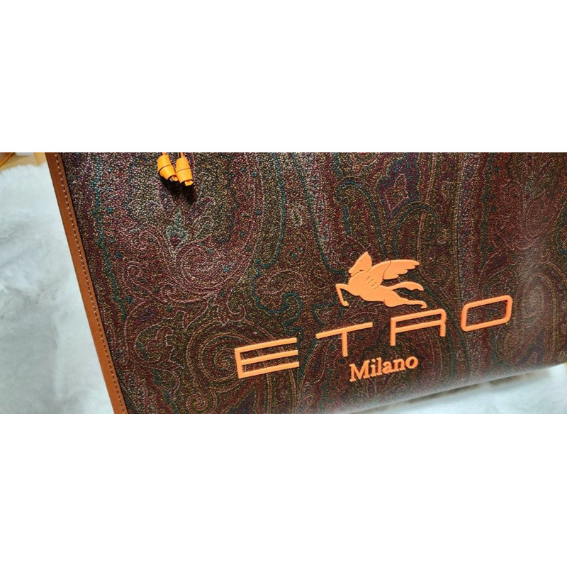 ETRO 大手提包/文件袋/橙色手柄/頂部提手/編織款，男女通用-3