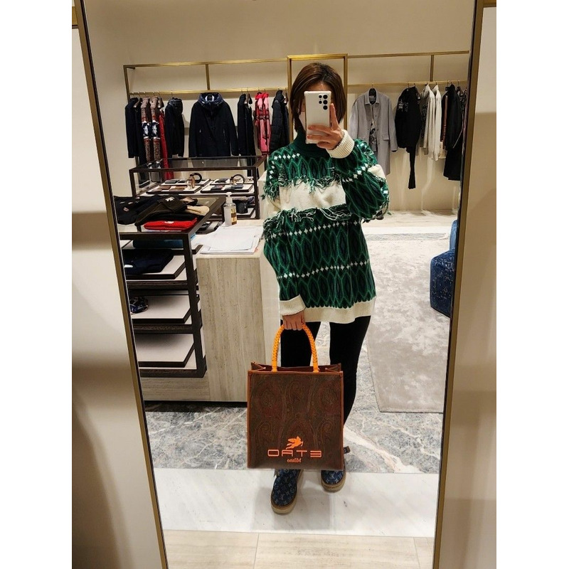 ETRO 大手提包/文件袋/橙色手柄/頂部提手/編織款，男女通用-5