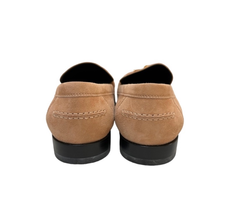 Hermès 珊瑚粉麂皮KELLY樂福鞋 EU38-2