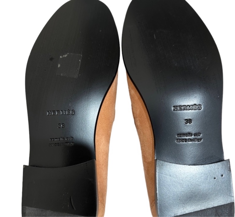 Hermès 珊瑚粉麂皮KELLY樂福鞋 EU38-6