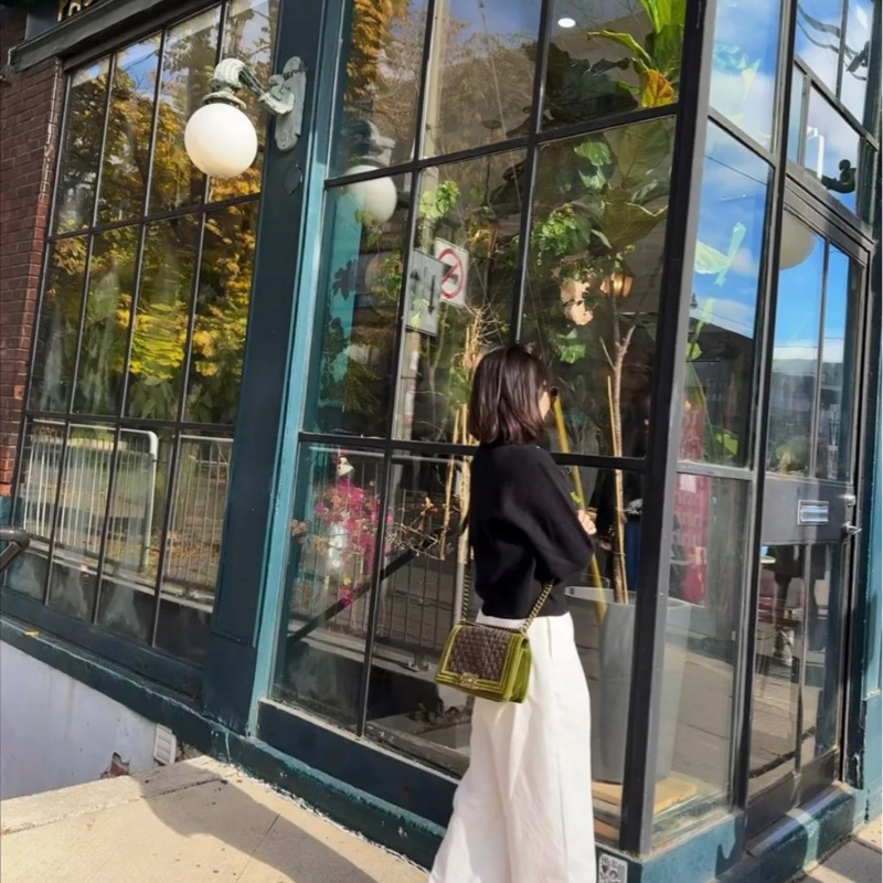 99新 Chanel/香奈兒 chanel 綠色限定絲絨 leboy編織斜挎包 18開 25cm-3