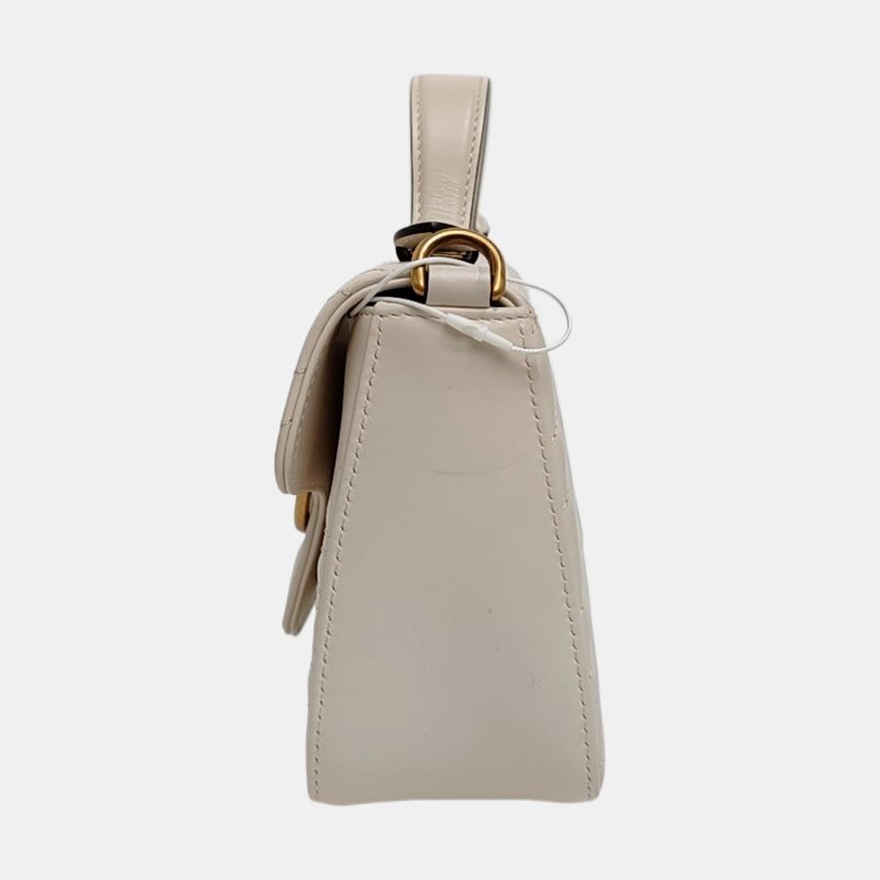 GUCCI GG Marmont迷你白色牛皮絎縫波浪紋單肩包手提包斜挎包金色五金可拆卸肩帶-2