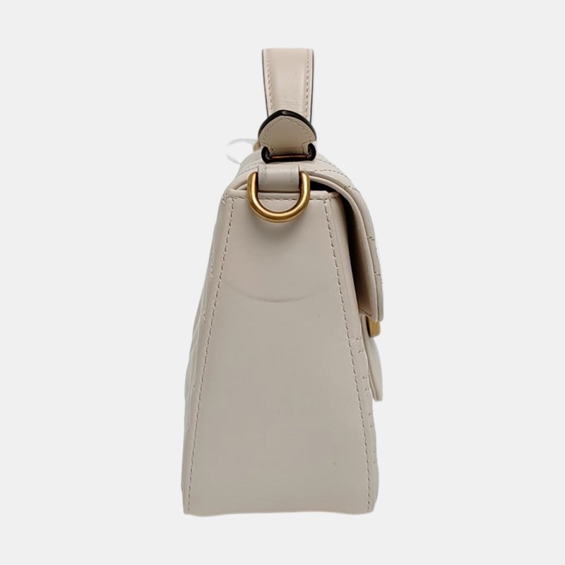 GUCCI GG Marmont迷你白色牛皮絎縫波浪紋單肩包手提包斜挎包金色五金可拆卸肩帶-3