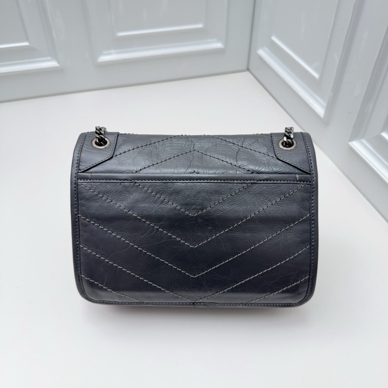 YSL聖羅蘭 niki新款D扣小號水泥灰色斜挎單肩包-1