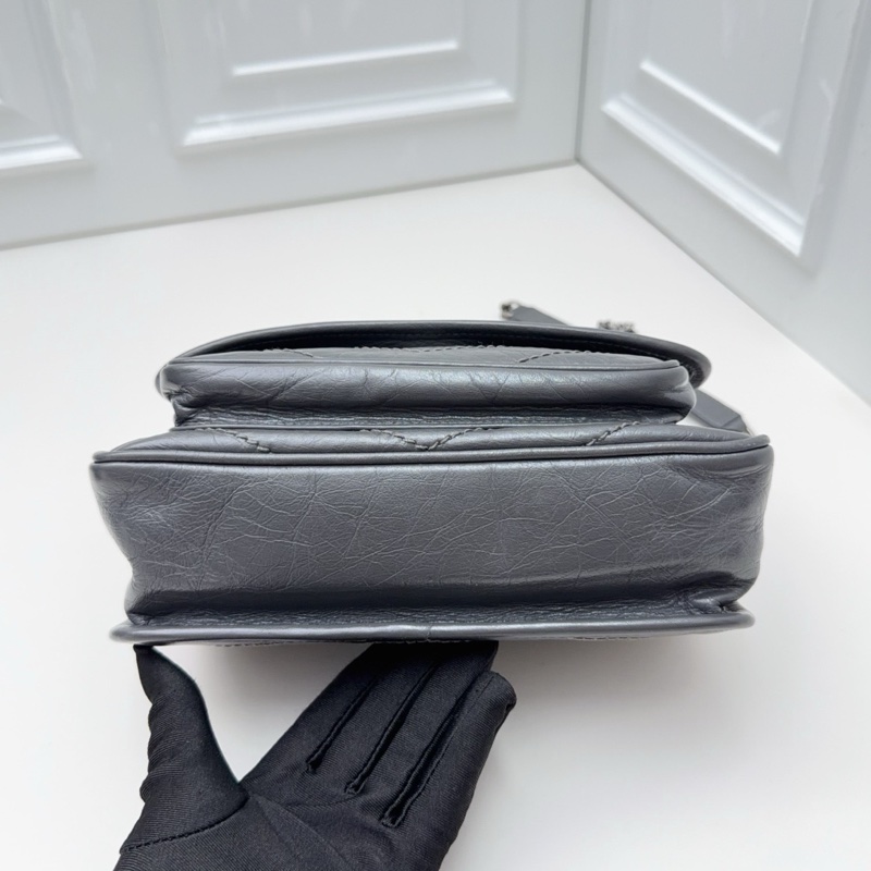 YSL聖羅蘭 niki新款D扣小號水泥灰色斜挎單肩包-2