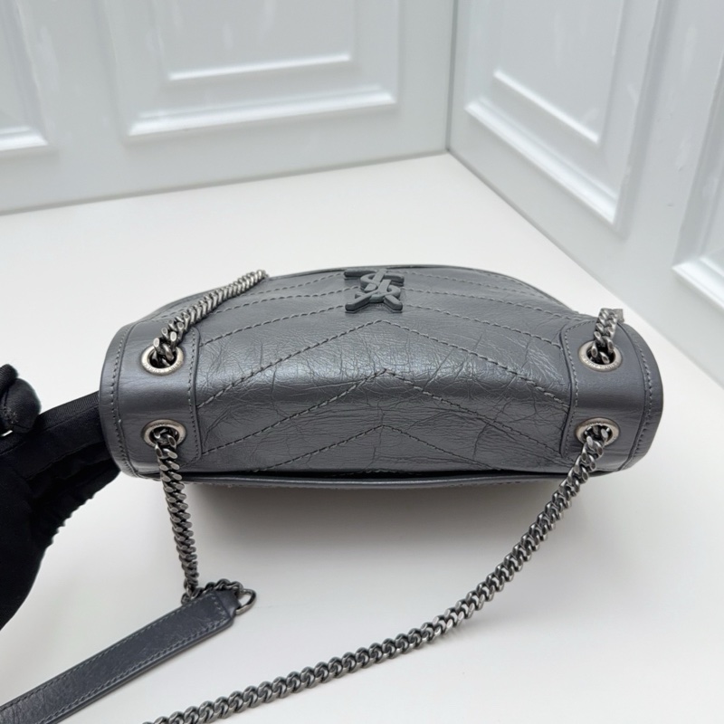 YSL聖羅蘭 niki新款D扣小號水泥灰色斜挎單肩包-3