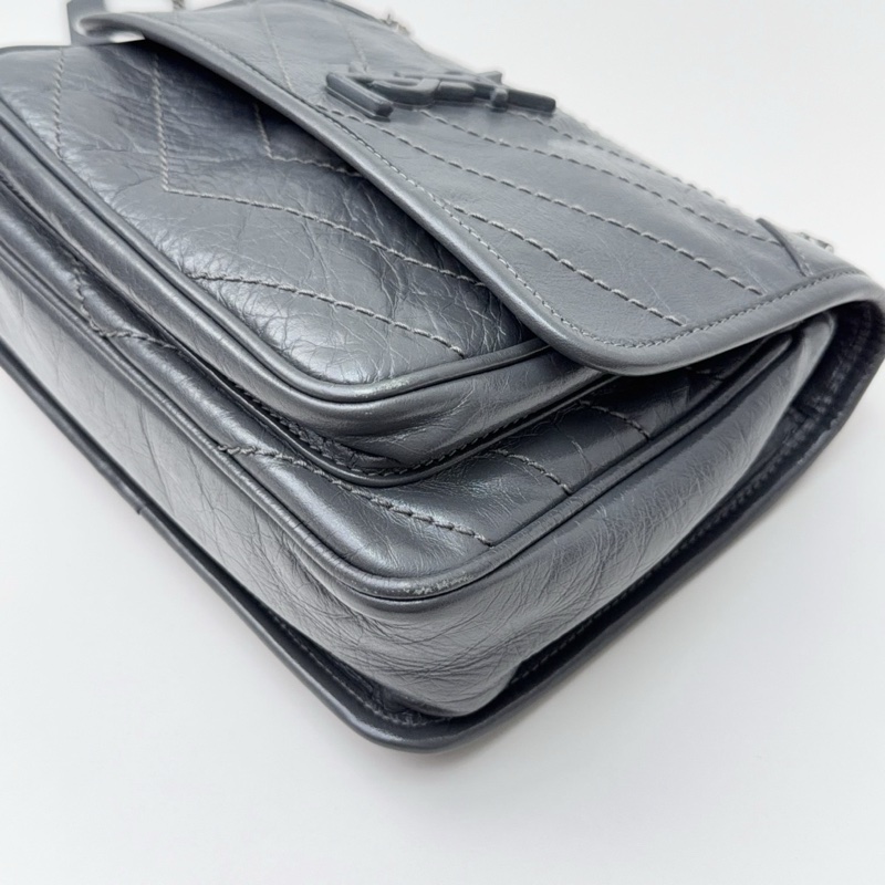 YSL聖羅蘭 niki新款D扣小號水泥灰色斜挎單肩包-5