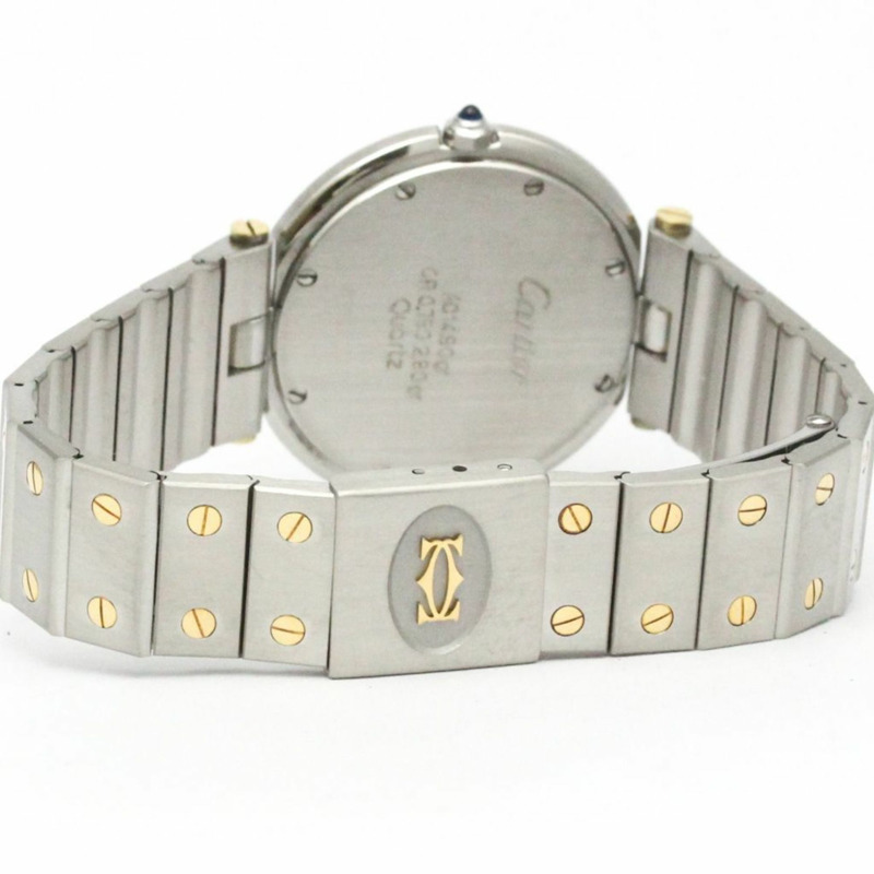 卡地亞 Santos 圓形 18K 金精鋼石英男士腕錶（拋光）-4