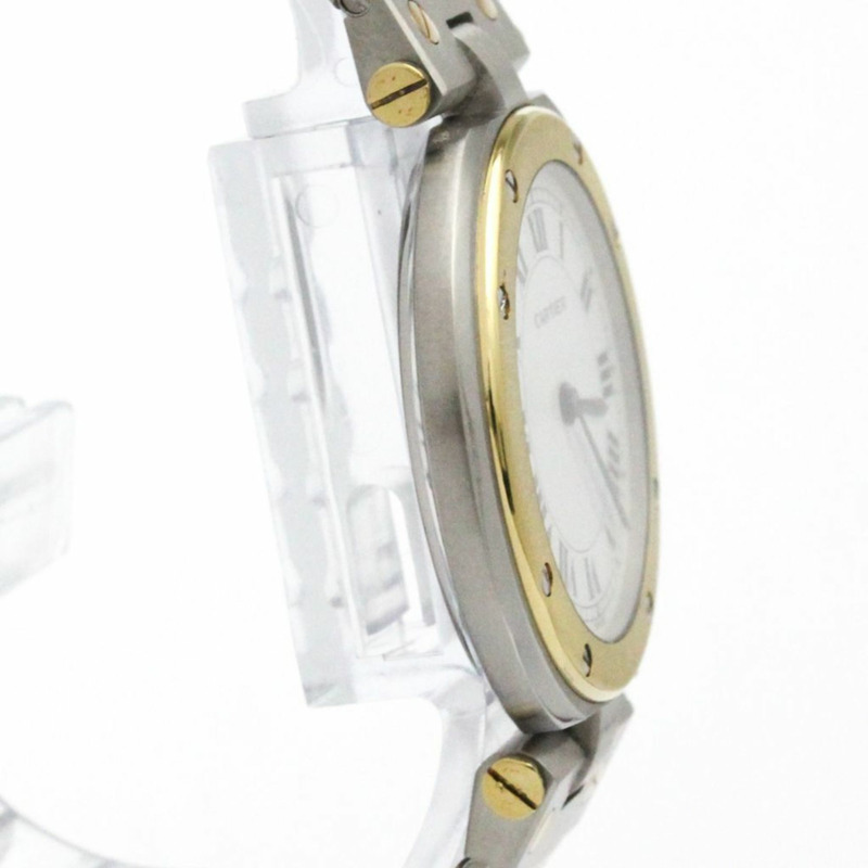 卡地亞 Santos 圓形 18K 金精鋼石英男士腕錶（拋光）-7