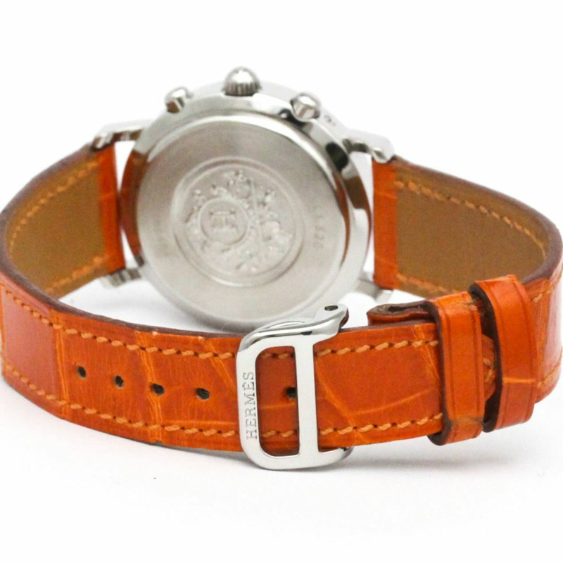 愛馬仕 Clipper 計時碼錶鍍金鋼女士腕錶拋光-4