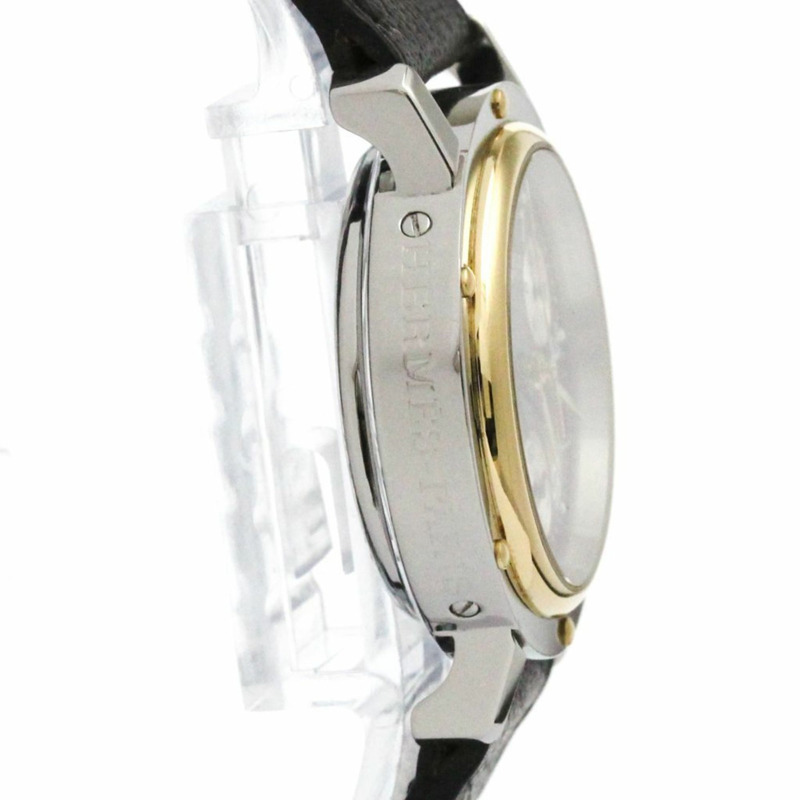 愛馬仕 Clipper 計時碼錶鍍金鋼女士腕錶拋光-7