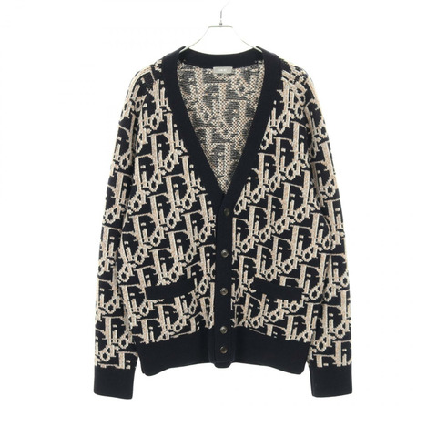 Dior Oblique 圖案針織開襟衫 213M233AT393 羊毛 海軍藍 二手 男款 XL