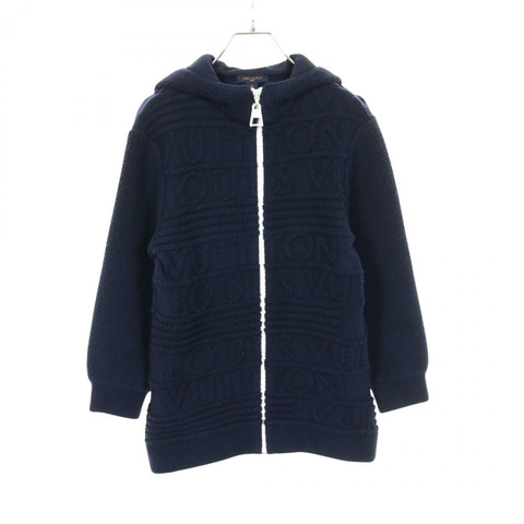 路易威登 (LOUIS VUITTON) 標誌壓花連帽夾克外套，羊毛材質，海軍藍，二手女款，XS碼
