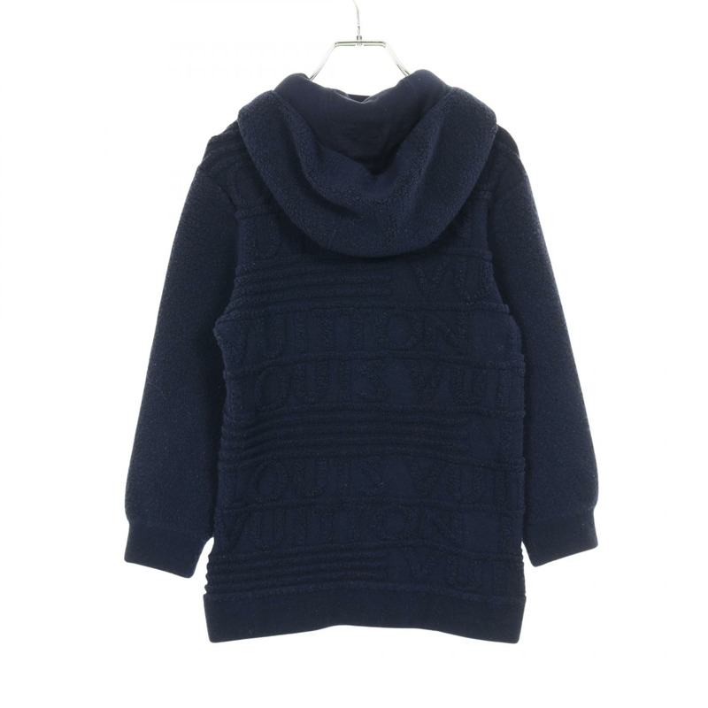 路易威登 (LOUIS VUITTON) 標誌壓花連帽夾克外套，羊毛材質，海軍藍，二手女款，XS碼-1