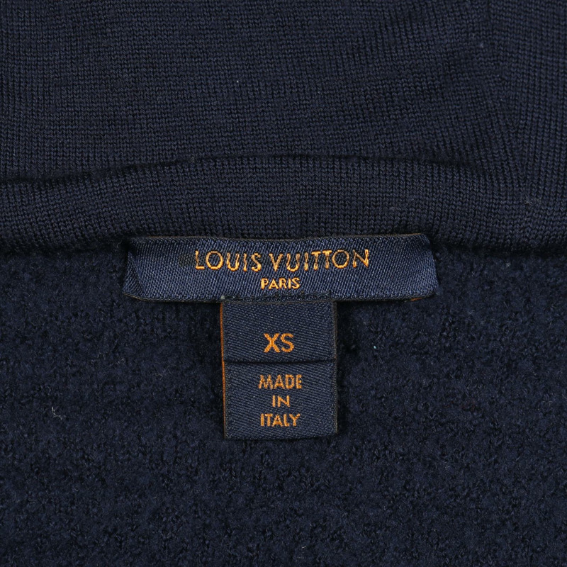 路易威登 (LOUIS VUITTON) 標誌壓花連帽夾克外套，羊毛材質，海軍藍，二手女款，XS碼-2