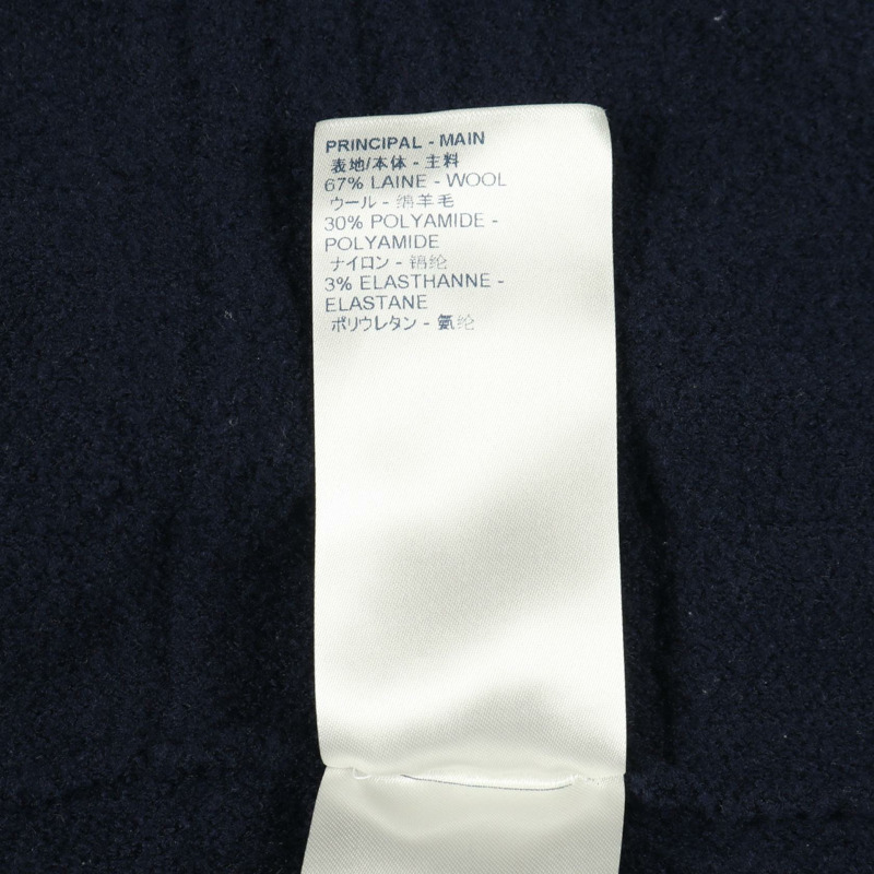 路易威登 (LOUIS VUITTON) 標誌壓花連帽夾克外套，羊毛材質，海軍藍，二手女款，XS碼-3