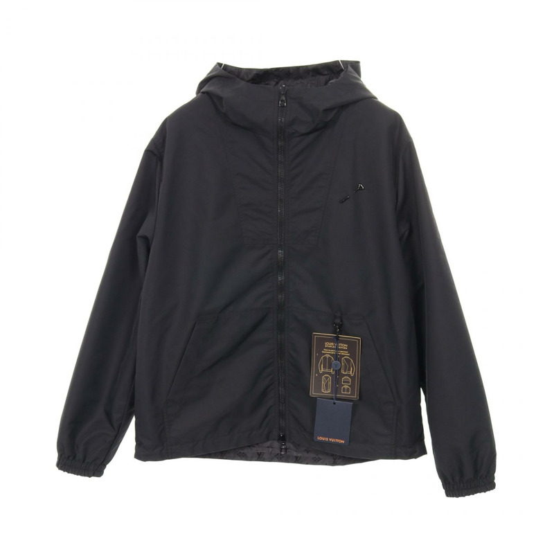 路易威登 Monogram 雙面拉鍊連帽衫，尼龍材質，黑色，二手男款 50-0
