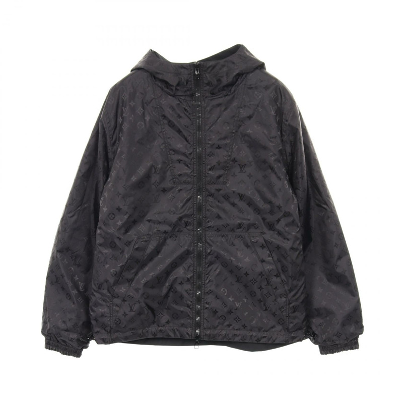 路易威登 Monogram 雙面拉鍊連帽衫，尼龍材質，黑色，二手男款 50-2