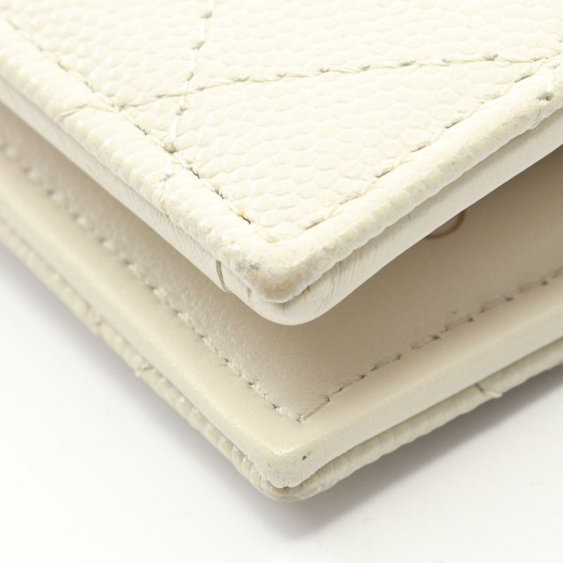 香奈兒 (CHANEL) 絎縫小號翻蓋雙折皮夾 AP2511 白色皮革 金色五金 二手-8