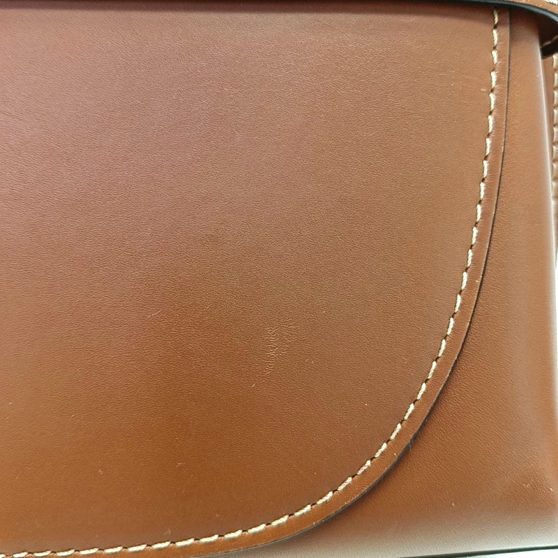 LOEWE Gate 迷你棕色牛皮單肩包金色五金可拆卸肩帶-13