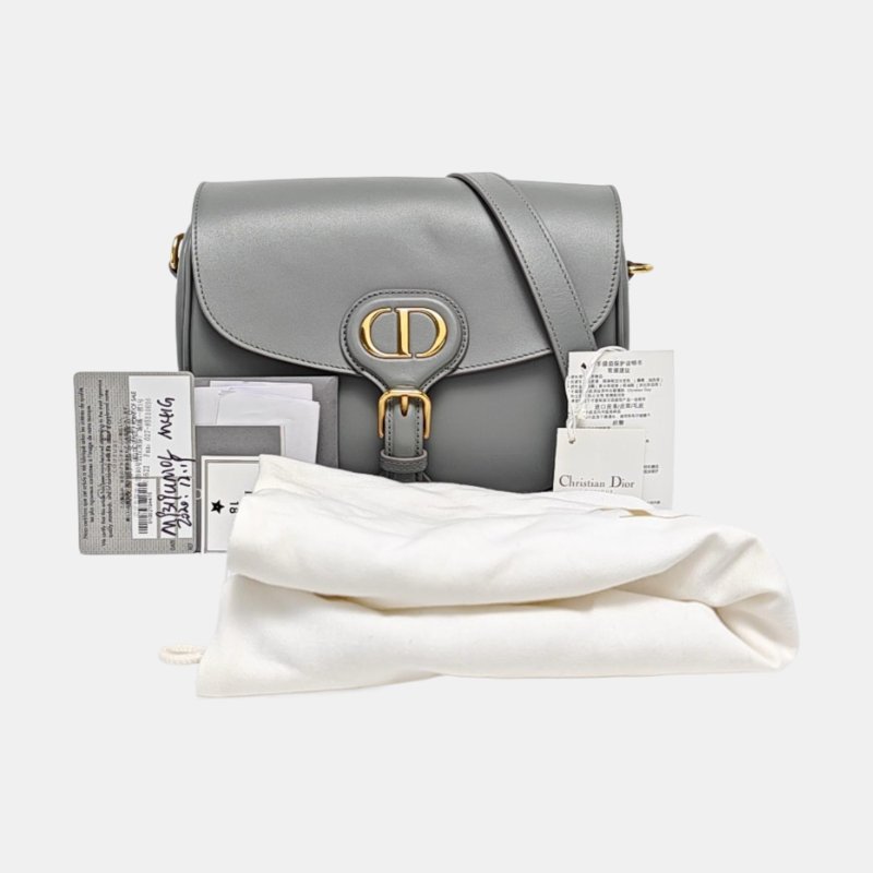 DIOR Bobby 中號藍色牛皮單肩包手提包斜挎包金色五金可拆卸肩帶-7