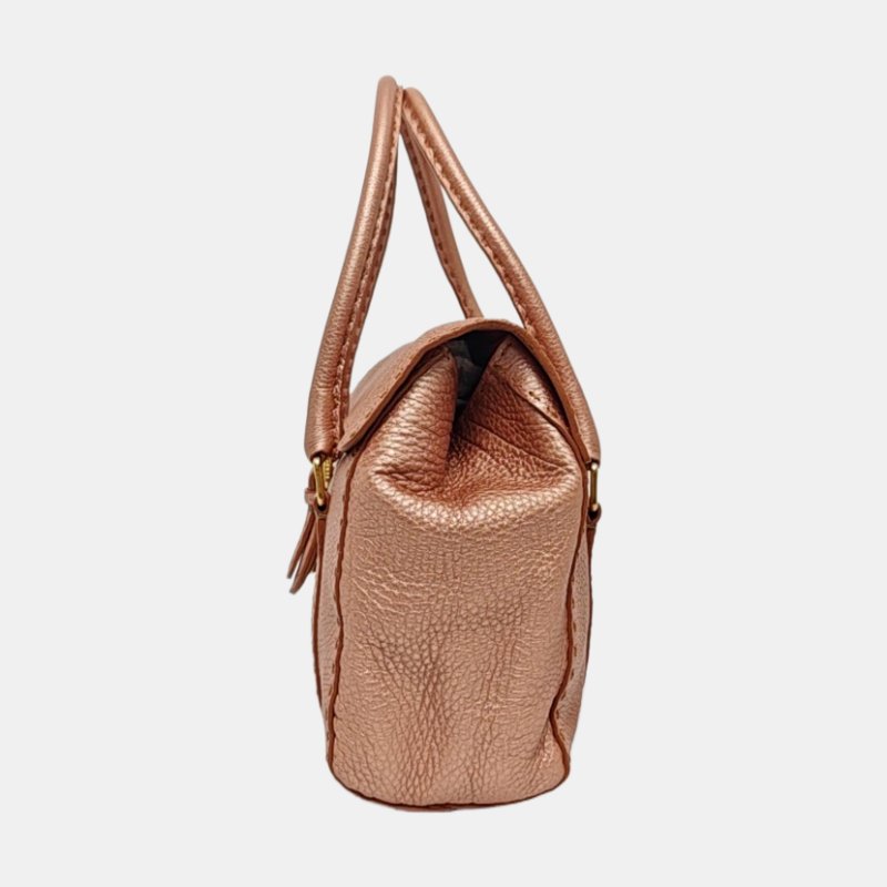 FENDI粉色牛皮手提包金色五金-2