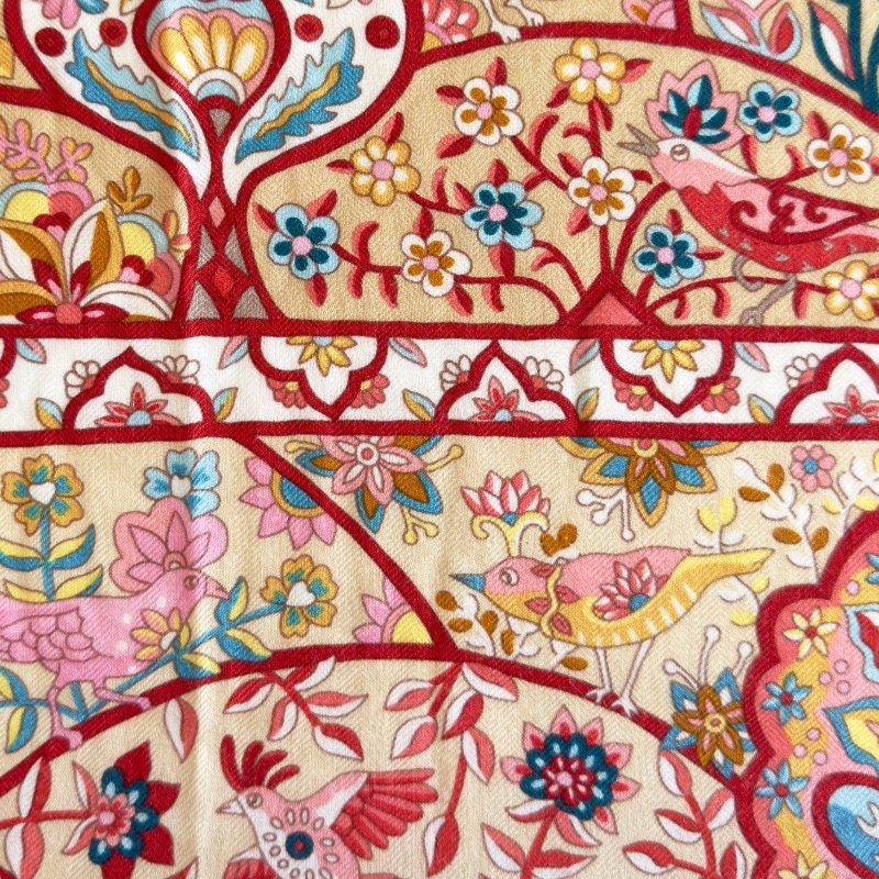 HERMES Au Pays des Oiseaux Fleurs shawl 140 花鳥王國 圍巾-2