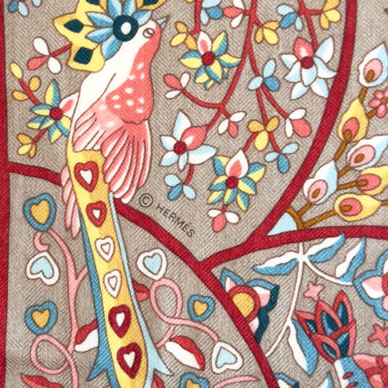 HERMES Au Pays des Oiseaux Fleurs shawl 140 花鳥王國 圍巾-3