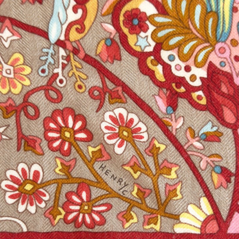 HERMES Au Pays des Oiseaux Fleurs shawl 140 花鳥王國 圍巾-5