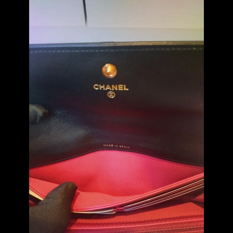 Chanel 黑羊皮19下蓋長夾-8