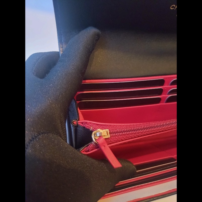 Chanel 黑羊皮19下蓋長夾-14